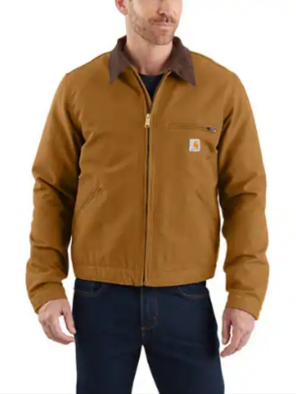 Carhartt Lined Iconic J01 Duck Detroit Jacket In Carhartt Brown